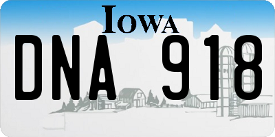 IA license plate DNA918