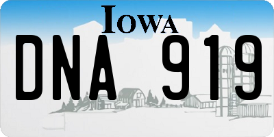 IA license plate DNA919