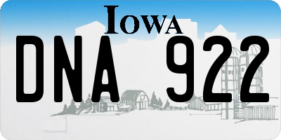 IA license plate DNA922