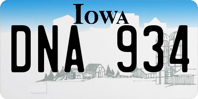IA license plate DNA934