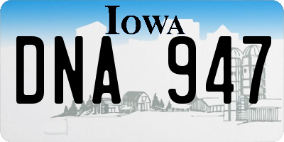 IA license plate DNA947