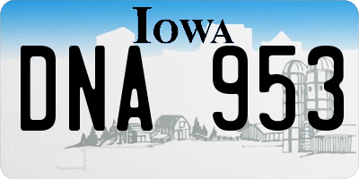 IA license plate DNA953