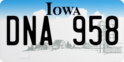IA license plate DNA958