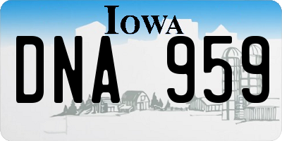 IA license plate DNA959