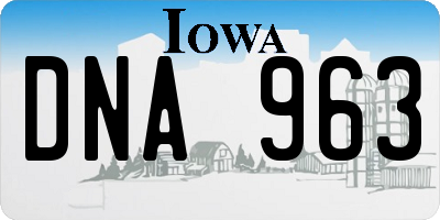 IA license plate DNA963