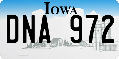 IA license plate DNA972