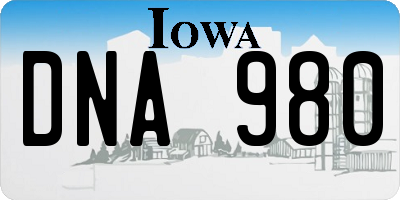 IA license plate DNA980
