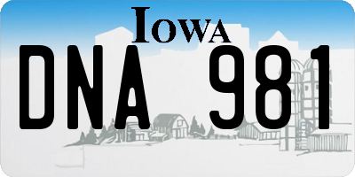 IA license plate DNA981