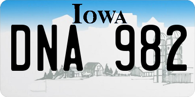 IA license plate DNA982