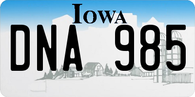 IA license plate DNA985