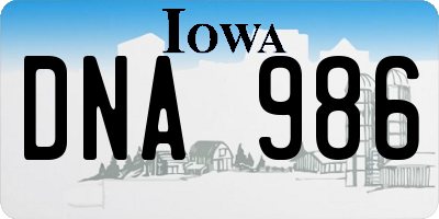 IA license plate DNA986