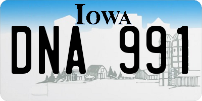 IA license plate DNA991