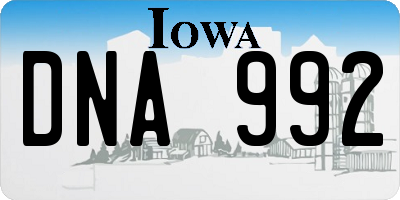 IA license plate DNA992