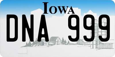 IA license plate DNA999
