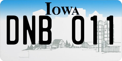 IA license plate DNB011