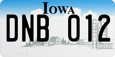 IA license plate DNB012