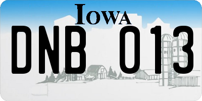IA license plate DNB013