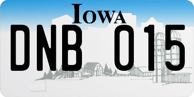 IA license plate DNB015