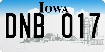 IA license plate DNB017