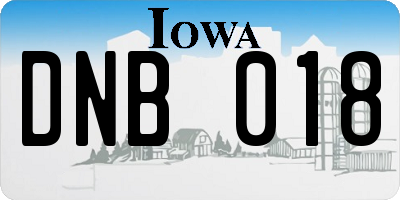 IA license plate DNB018