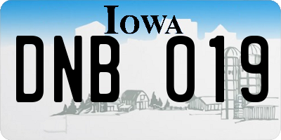 IA license plate DNB019