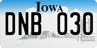 IA license plate DNB030