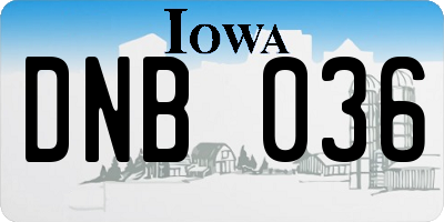 IA license plate DNB036