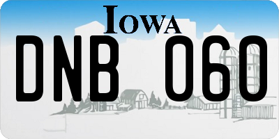 IA license plate DNB060