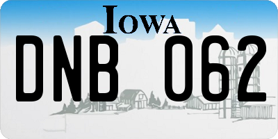 IA license plate DNB062