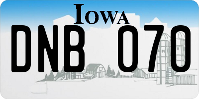 IA license plate DNB070