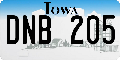 IA license plate DNB205