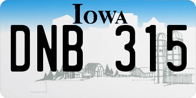 IA license plate DNB315