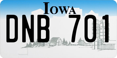 IA license plate DNB701