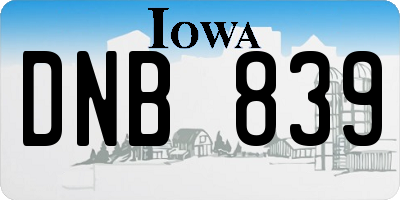 IA license plate DNB839