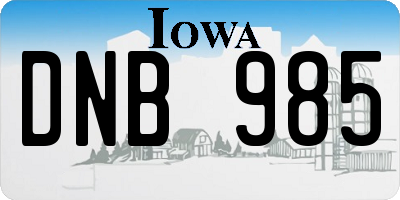 IA license plate DNB985