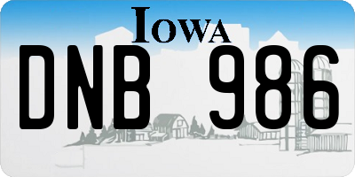 IA license plate DNB986
