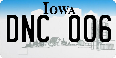 IA license plate DNC006
