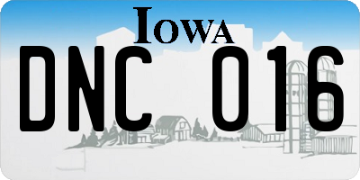 IA license plate DNC016