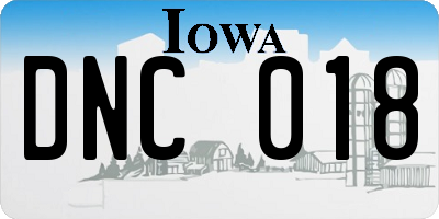 IA license plate DNC018