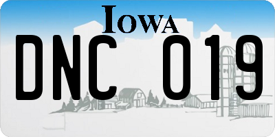 IA license plate DNC019