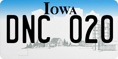 IA license plate DNC020