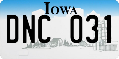 IA license plate DNC031