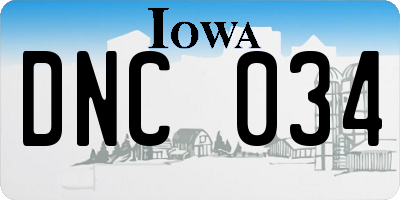 IA license plate DNC034