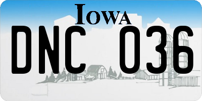 IA license plate DNC036