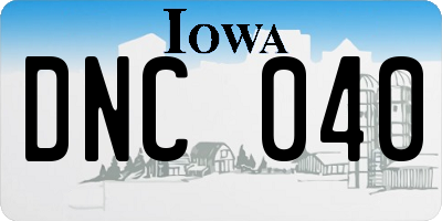 IA license plate DNC040