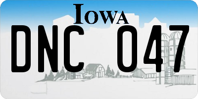 IA license plate DNC047