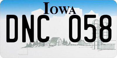 IA license plate DNC058