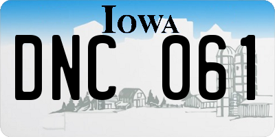 IA license plate DNC061