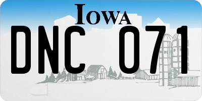 IA license plate DNC071