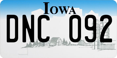 IA license plate DNC092